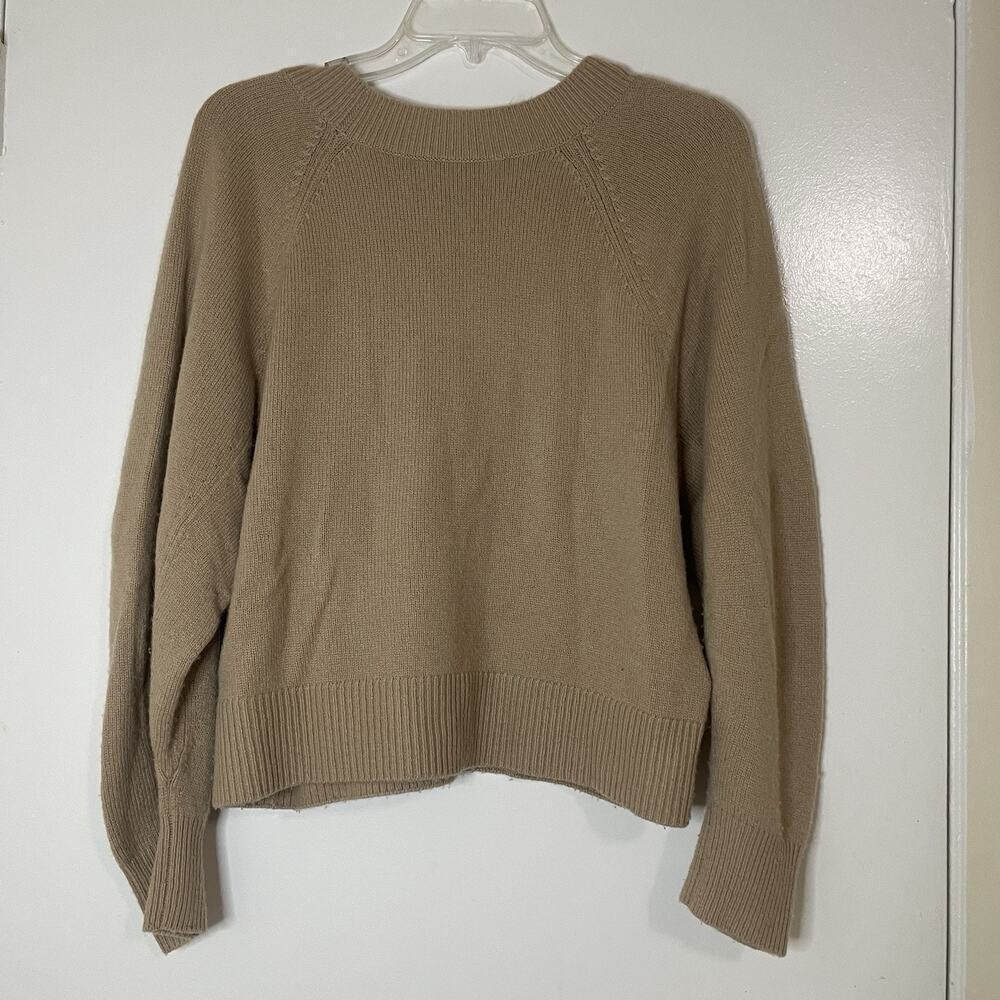 VINCE. tan brown crew neck long sleeve knit wool cashmere sweater small - Picture 3 of 5